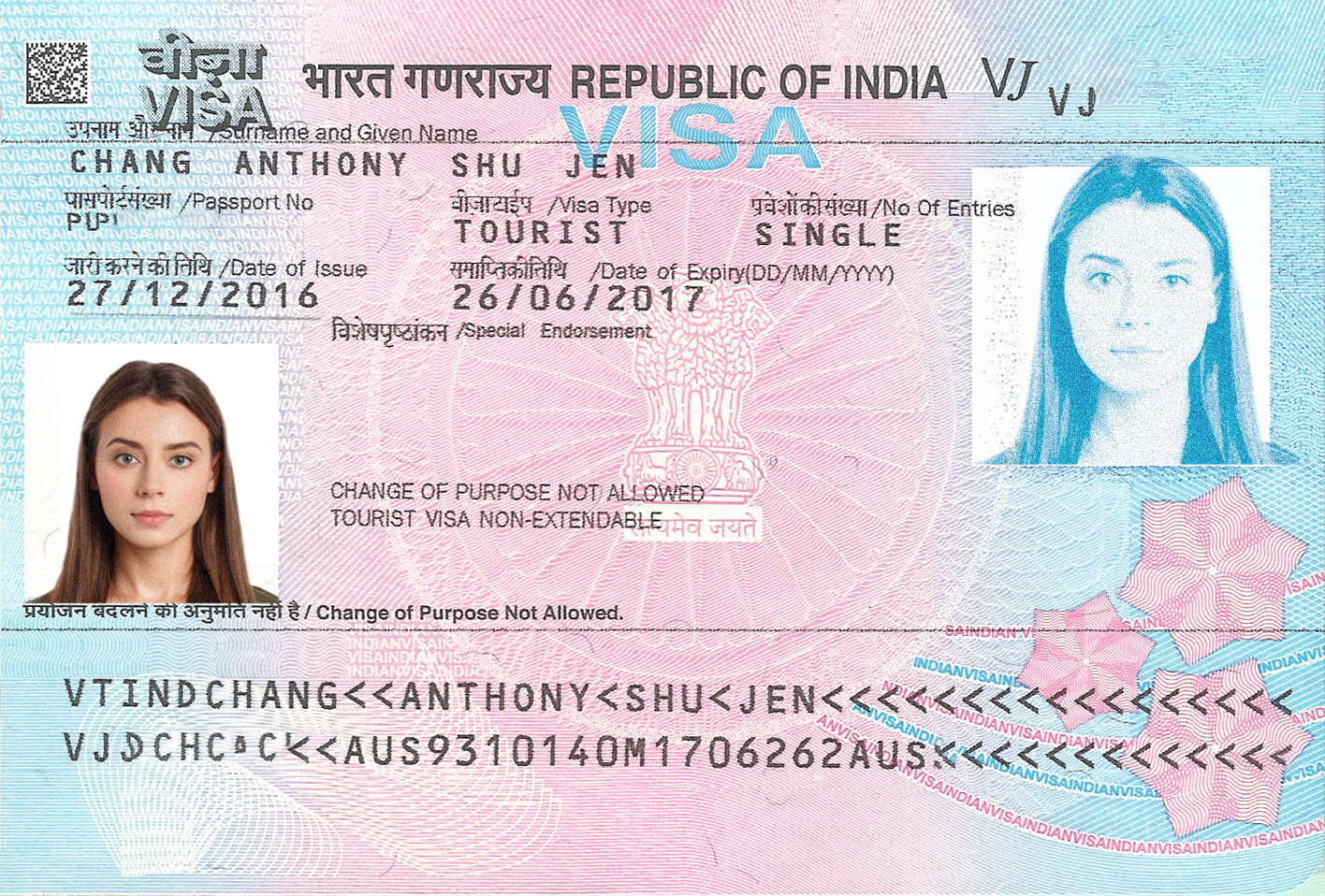 Visa-Foto für Indien / Make Photo Online